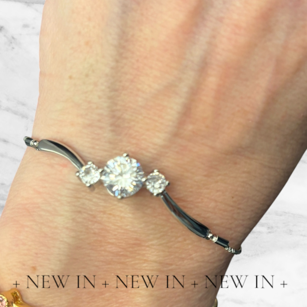 Stainless Steel CZ Pulley Bracelet